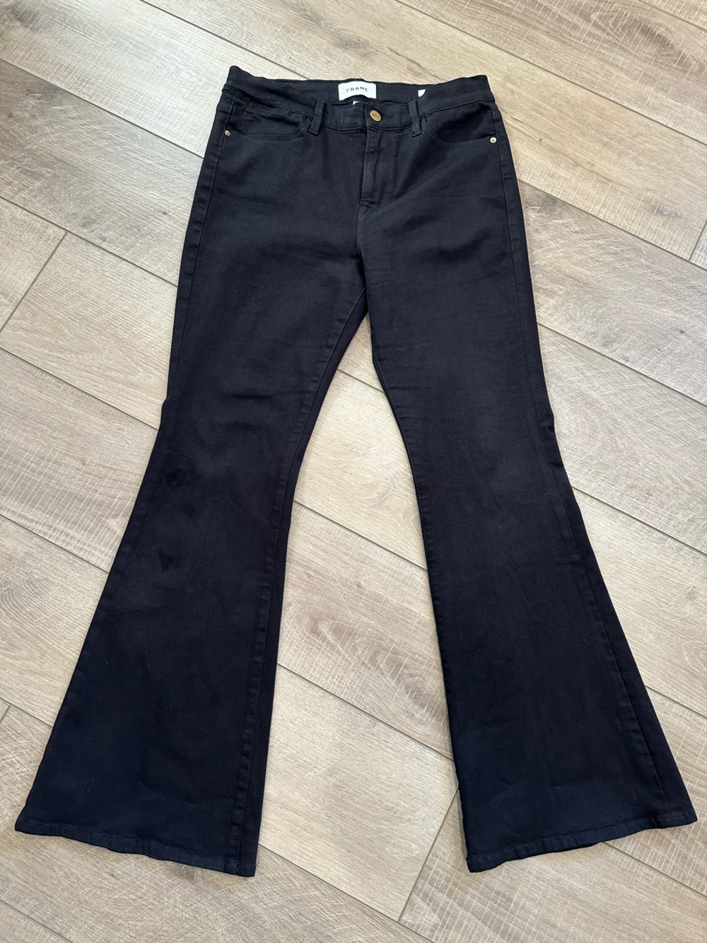FRAME Le Pixie High Flare Jeans Black Size 29 High Rise